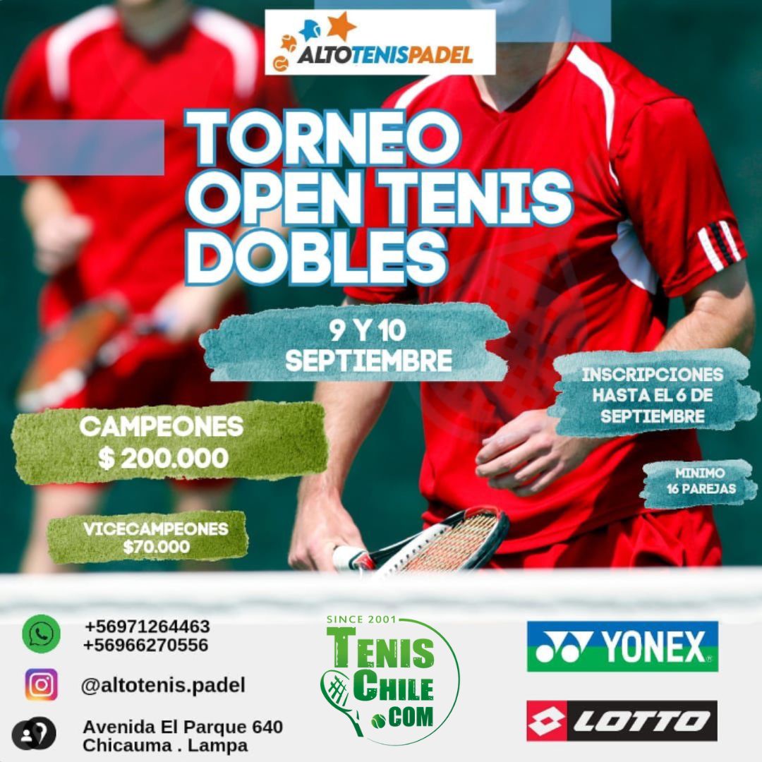 Torneo de dobles junto a un RUN +100 y +300 en Alto Tenis