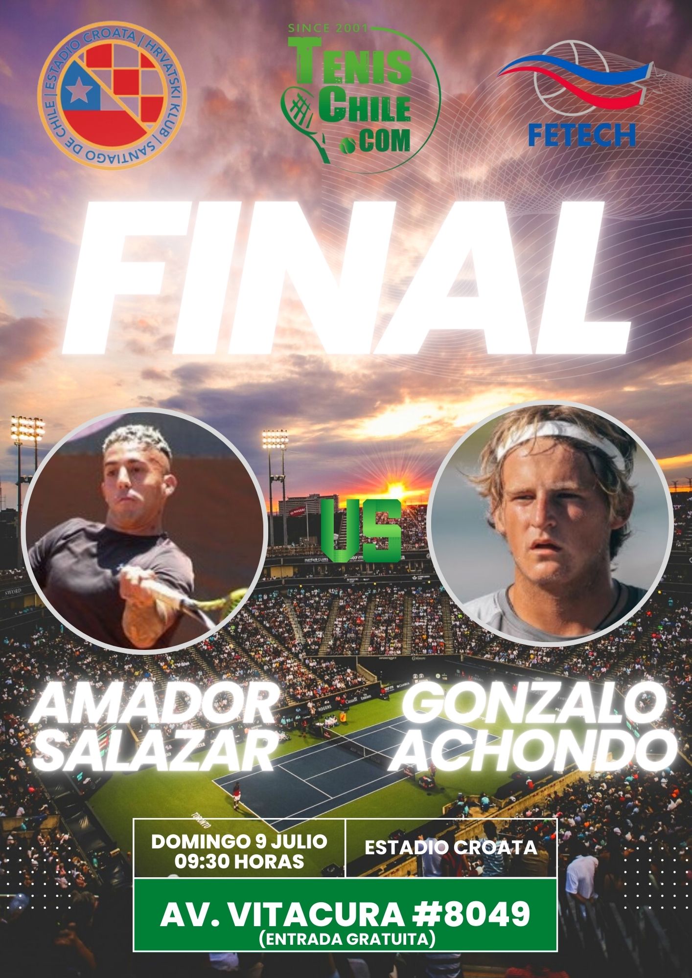 Achondo y Salazar jugarán la final de la primera etapa del Circuito Profesional